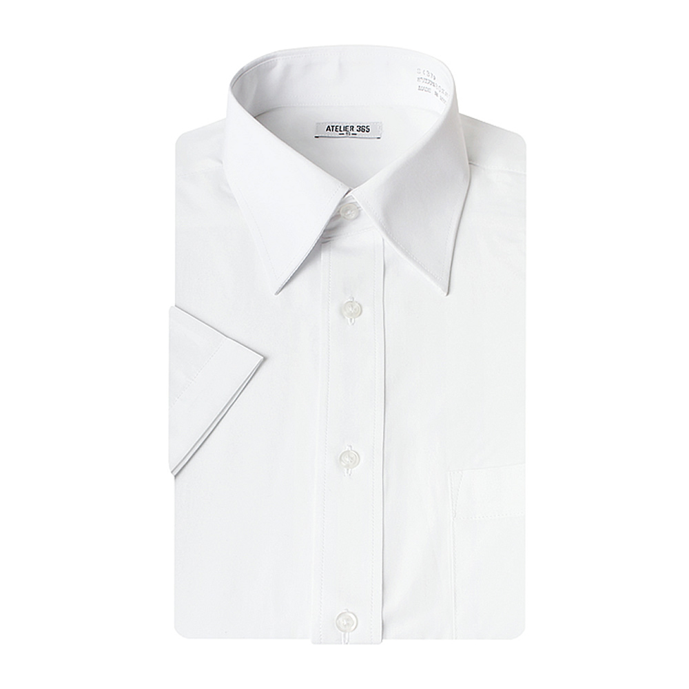 ワイシャツ 半袖 Yシャツ ホワイト 白 シンプル メンズ スリム ノーマル レギュラー ビジネス/sa01 宅配便のみ｜atelier365｜02