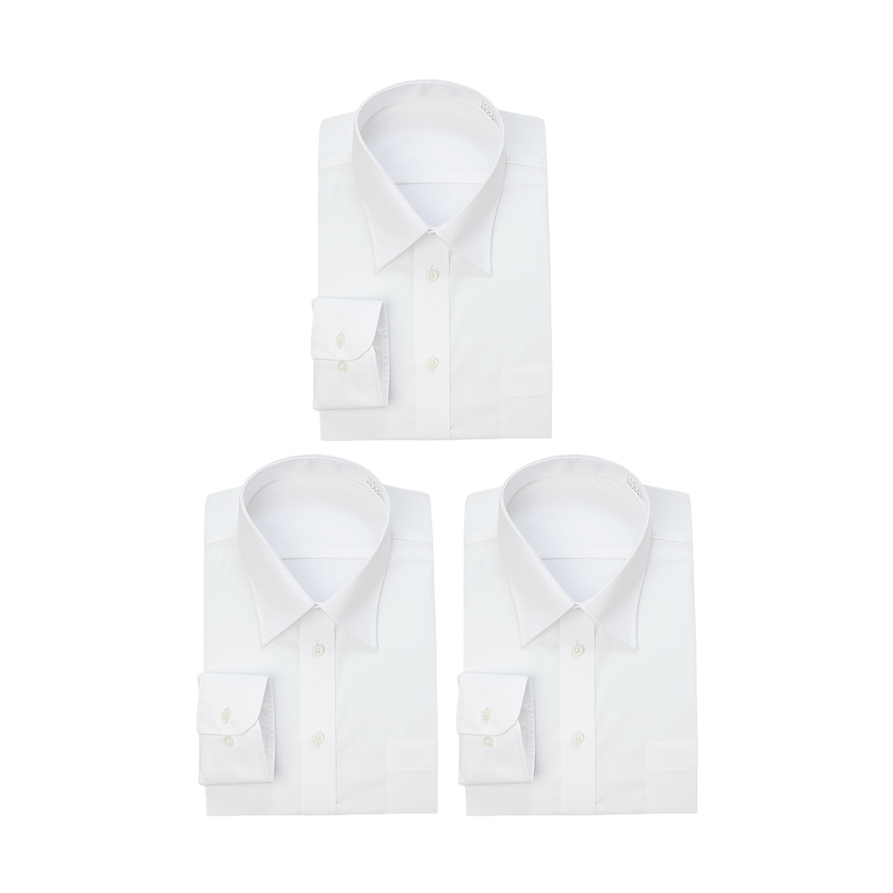 ワイシャツ 3枚 セット 白 メンズ 長袖 Yシャツ 標準体 レギュラー衿