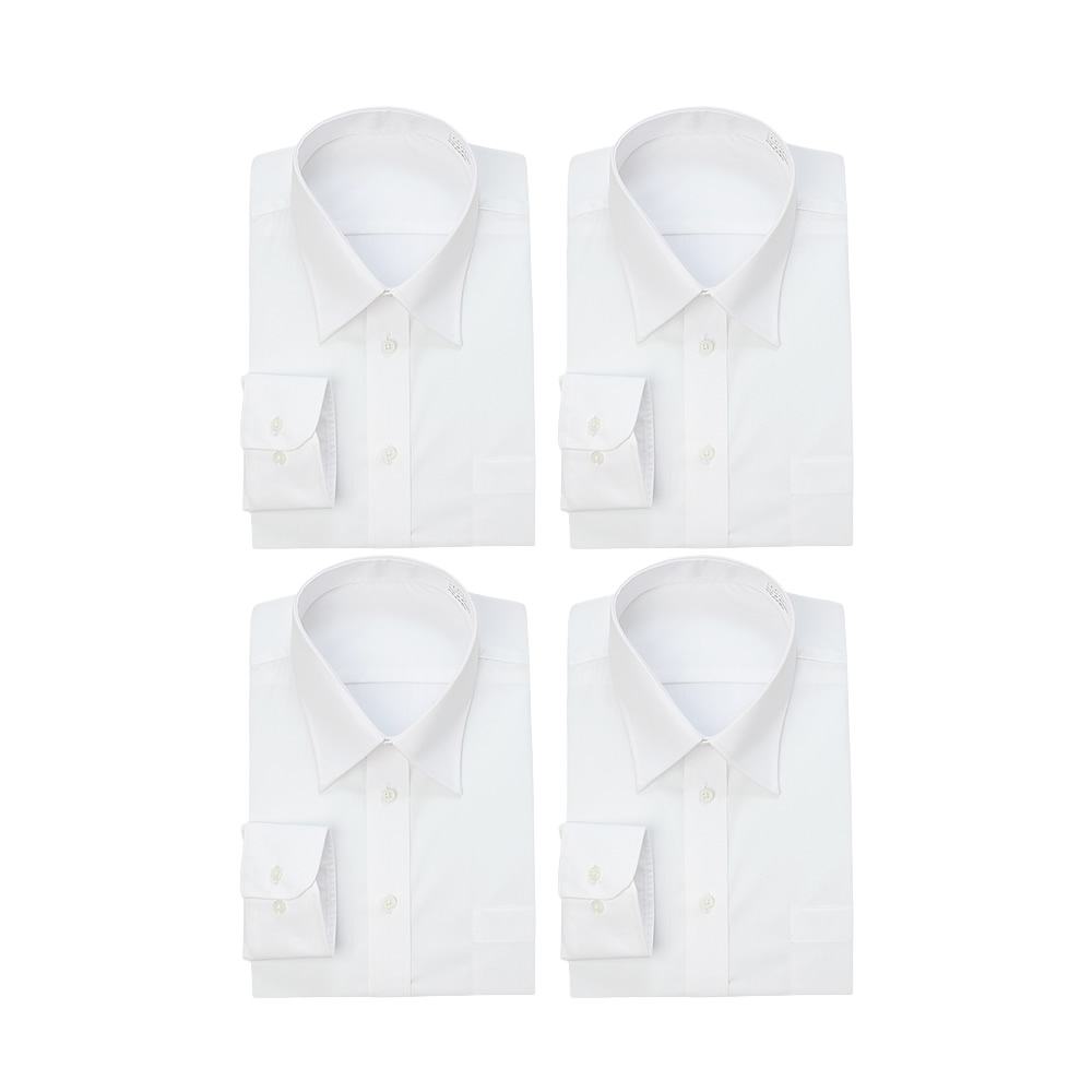 ワイシャツ 4枚 セット 白 メンズ 長袖 Yシャツ 標準体 カッターシャツ レギュラー衿 ボタンダウン ノーマル ホワイト 好印象 結婚式 葬式 6041-4set 宅配便のみ｜atelier365｜02
