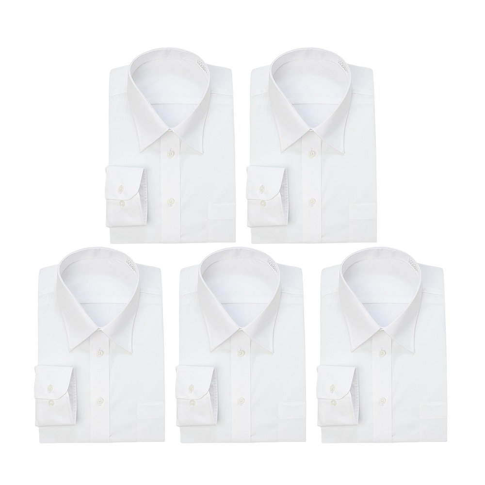 ワイシャツ 5枚 セット 白 メンズ 長袖 Yシャツ 標準体 レギュラー衿 ボタンダウン ノーマル ホワイト 好印象 就活 結婚式 葬式 6041-set 宅配便のみ｜atelier365｜02