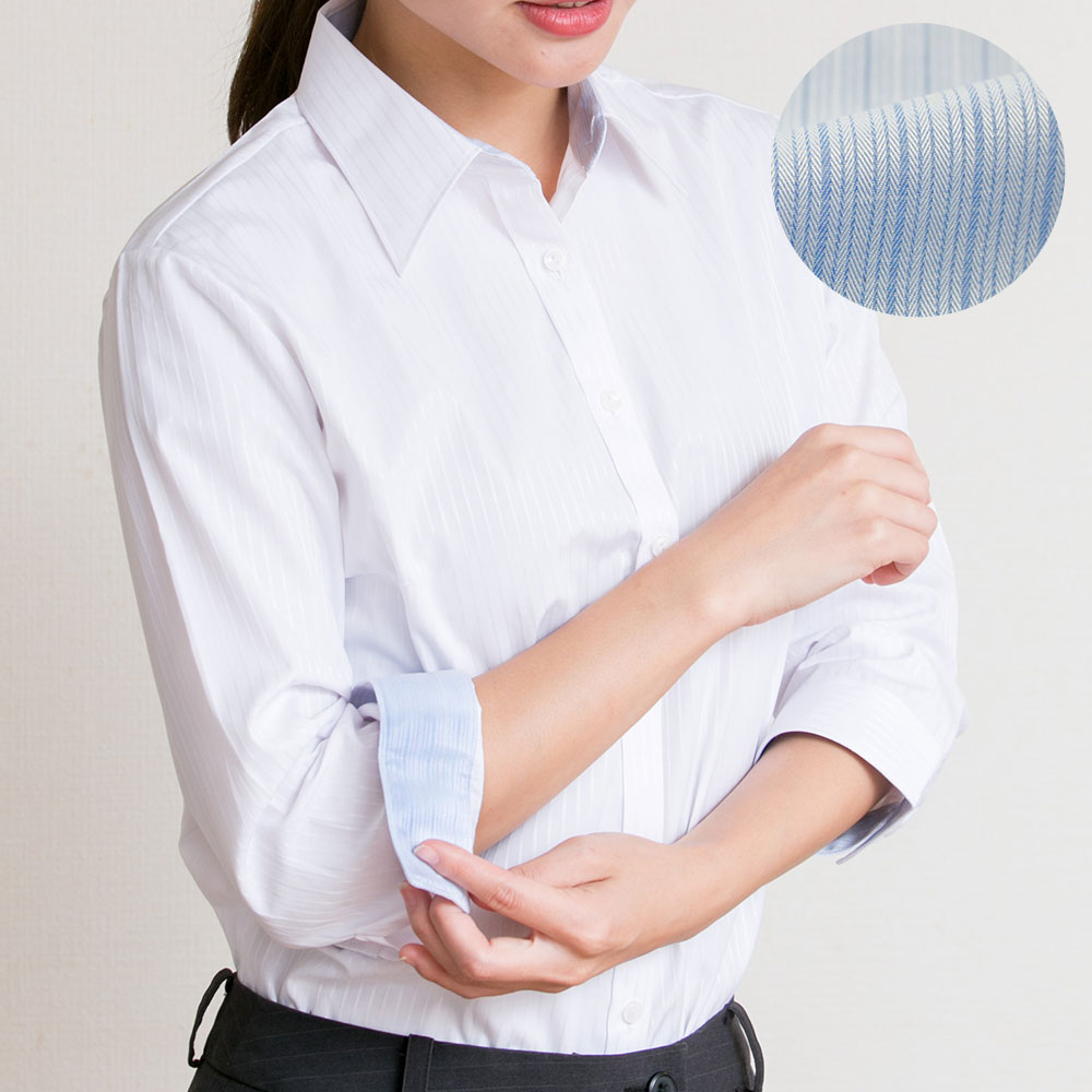ブラウス シャツ オフィス レディース 白 長袖 七分 ビジネス カジュアル 制服 事務服 コスプレ l-23 2枚は2通  WS | アトリエ365 | 09