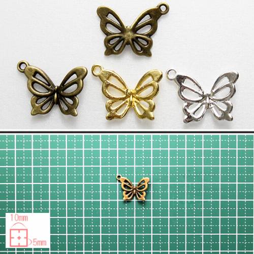 羽ばたく蝶々のチャーム ゴールド シルバー 10個 : あとりえほのか
