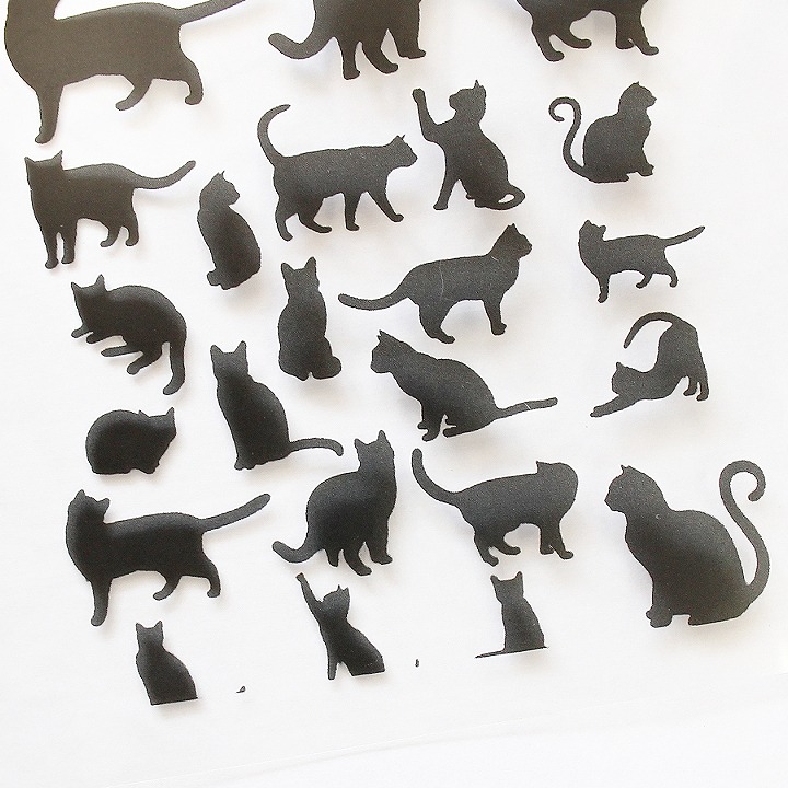 レジン 封入材料 クリアイラストシート モノクロ ネコのシルエット 1枚