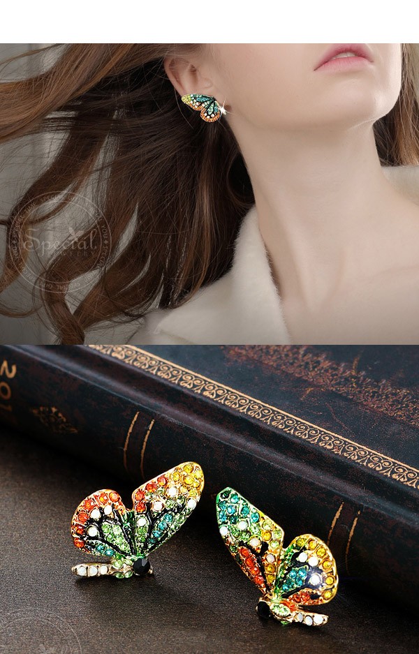 スタッドピアス バタフライピアス 蝶 アシメントリーピアス 左右