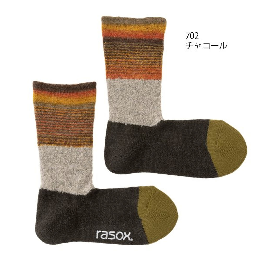 rasox ラソックス グラデパネル クルーソックス カジュアルソックス 暖かい あったか 靴下 メ...