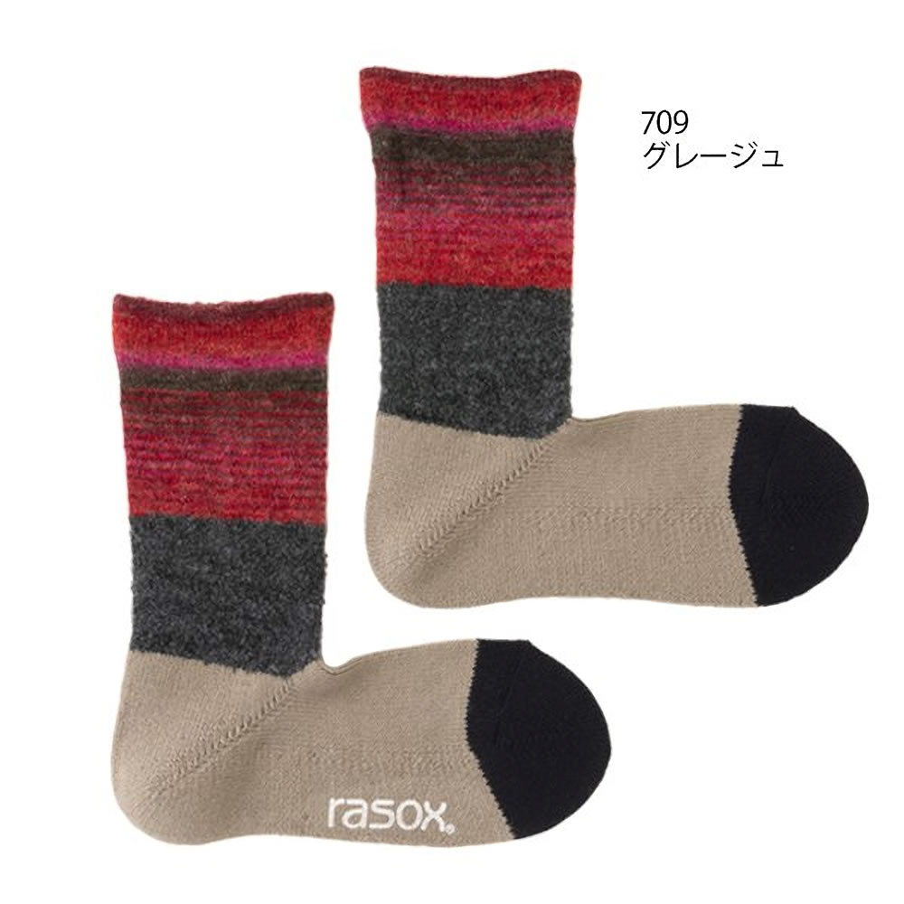 rasox ラソックス グラデパネル クルーソックス カジュアルソックス 暖かい あったか 靴下 メ...