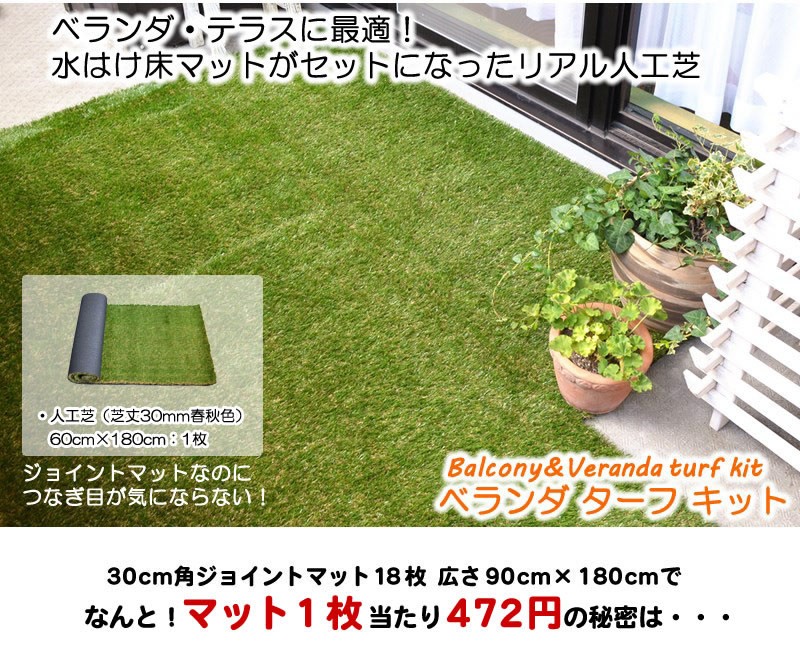 【新品・未使用】　人工芝 人工芝 ロール 色までリアルな人工芝 芝丈30mm /60cm×180cm : ガーデン
