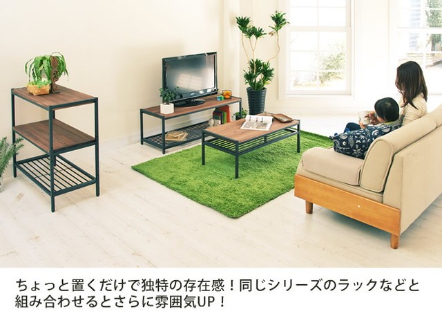 ローボード テレビ台 木製 スチール 無垢板 アイアン*ウッド テレビ