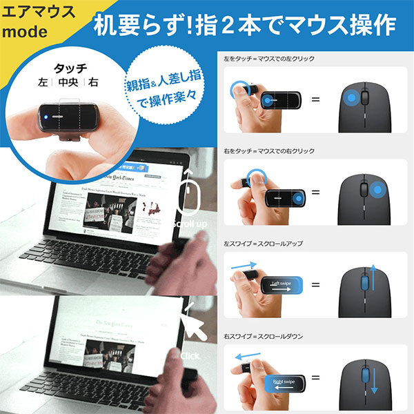 VANZY バンジー リング型マウス FFY-M200[Bluetooth 指マウス
