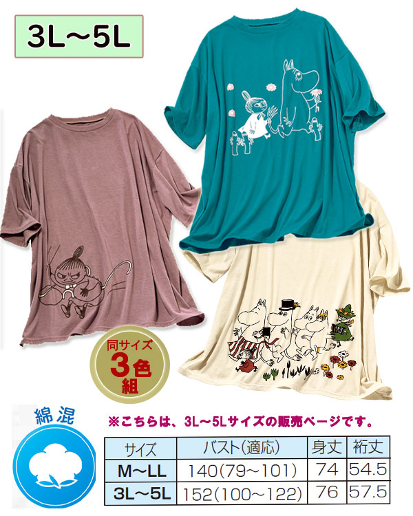 ☆ 3P ☆ 3L-5Lサイズ ☆ ムーミンＢＩＧシルエットプルオーバー３色組 プルオーバー レディース 半袖Tシャツ BIGシルエット ゆったり 半袖 楽天市場】【3色組 3L～5L ムーミン BIGシルエットプルオーバー