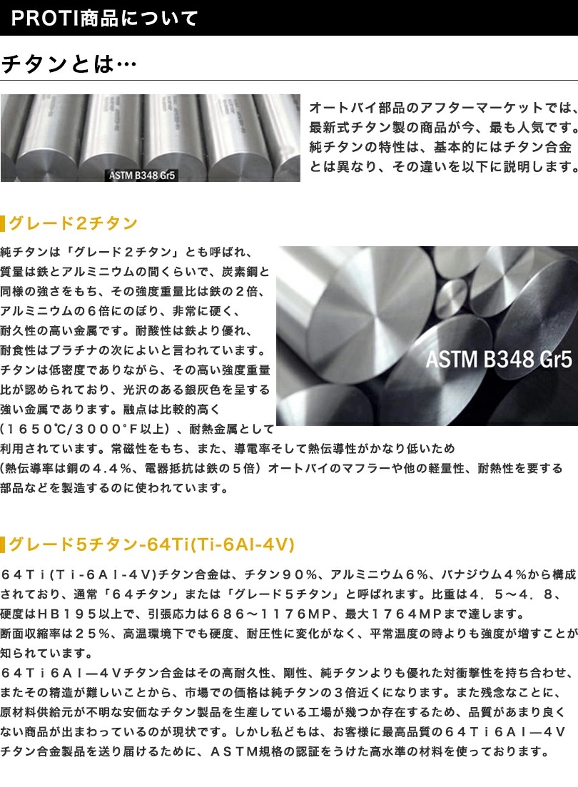 PROTI 64チタン KAWASAKI Ninja ZX-10R フロントキャリパー用 4PCS