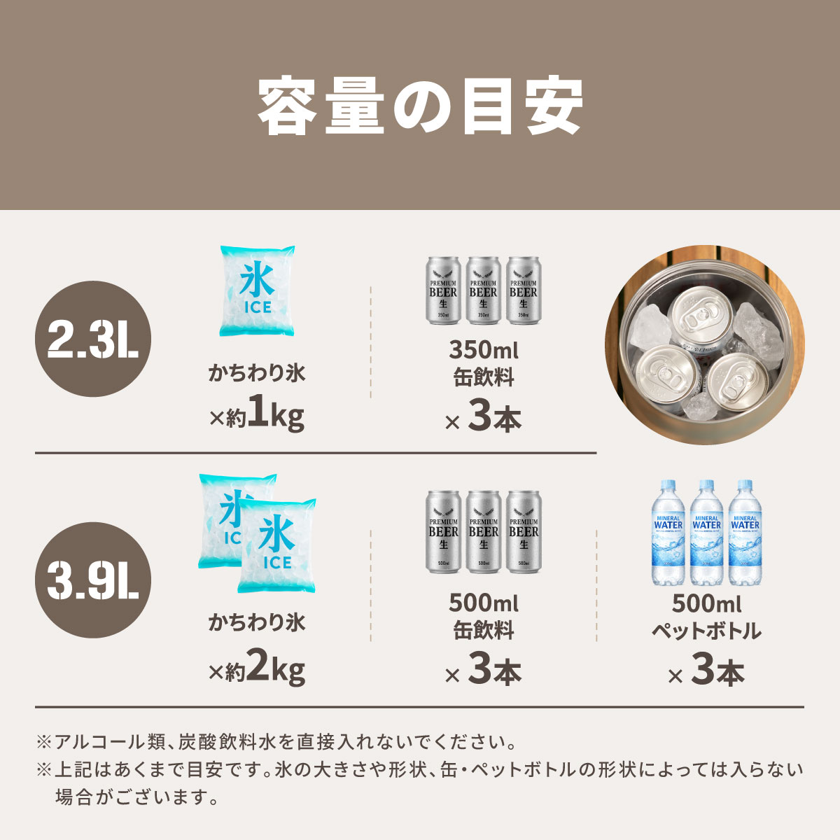 アイスコンテナ ウォータージャグ 2.3L 保冷 真空断熱 ステンレス アウトドア キャンプ 氷 持ち運び 大容量 広口 キズ付きにくい ウェンズプロダクツ AWJB-A2300 | WENS | 09