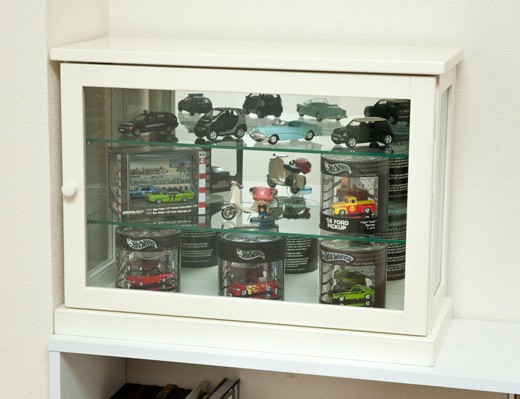 ガラスキャビネット 3段 天然木 コレクションケース 横 W60cm 飾り棚