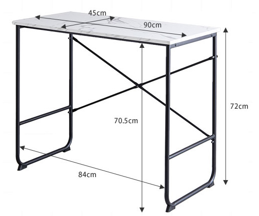 デスク W90 大理石柄 テーブル スチール脚 スリム シンプルモダン
