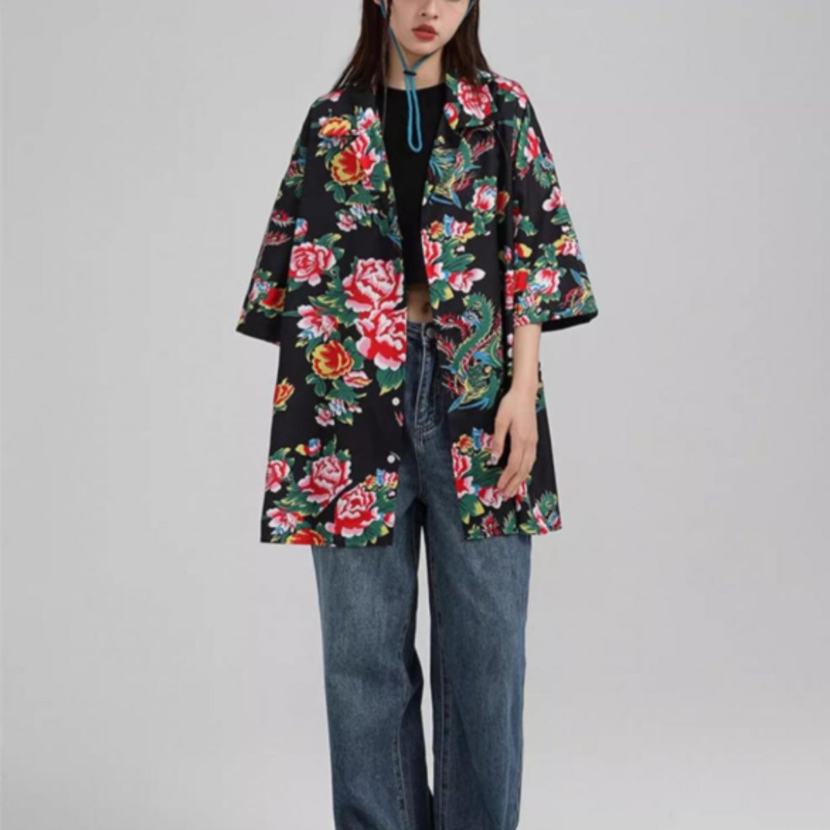 レトロ花柄シャツ レディース 半袖 花柄シャツ オーバーサイズ アロハ 