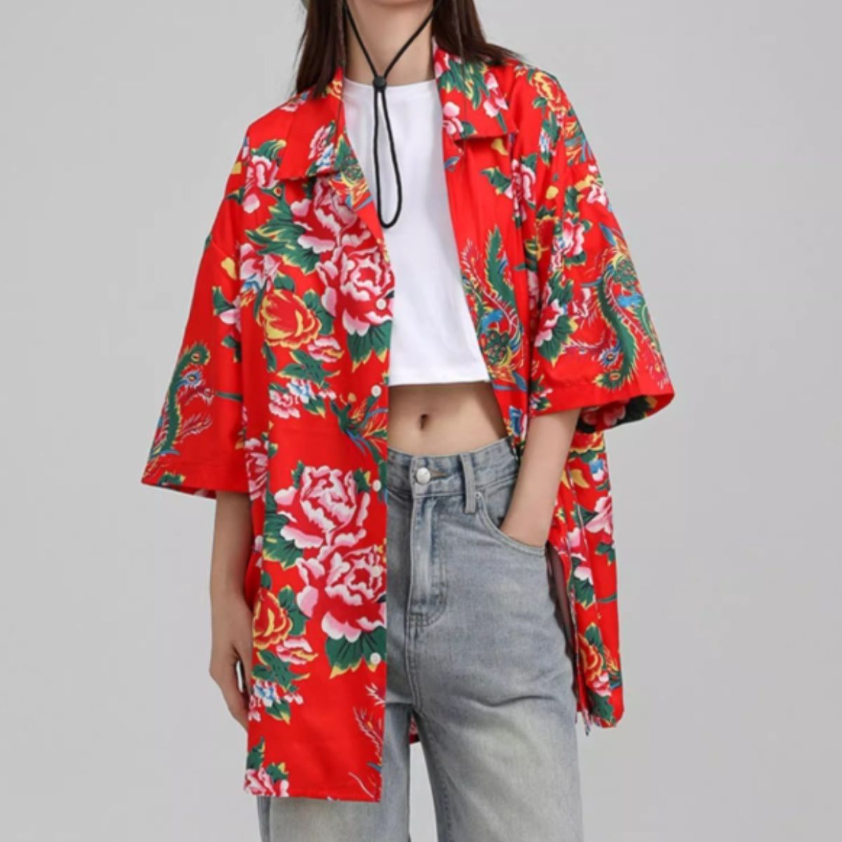 レトロ花柄シャツ レディース 半袖 花柄シャツ オーバーサイズ アロハ