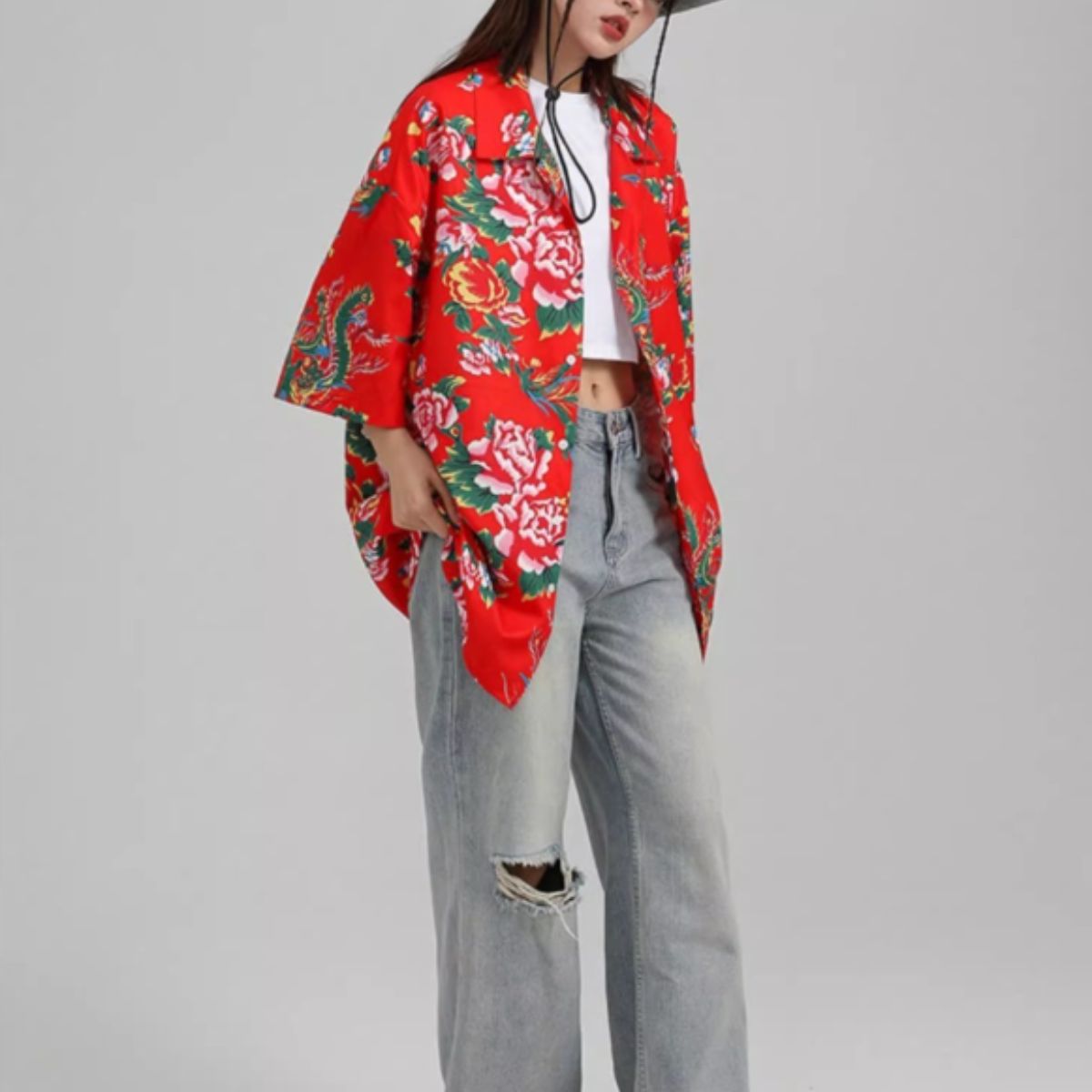 レトロ花柄シャツ レディース 半袖 花柄シャツ オーバーサイズ アロハ