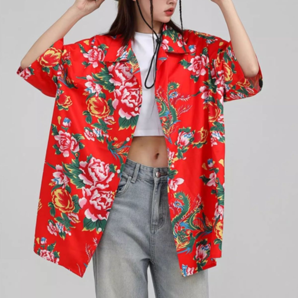 Belle Cie レトロ 花柄プリント シャツ レディース 半袖 花柄