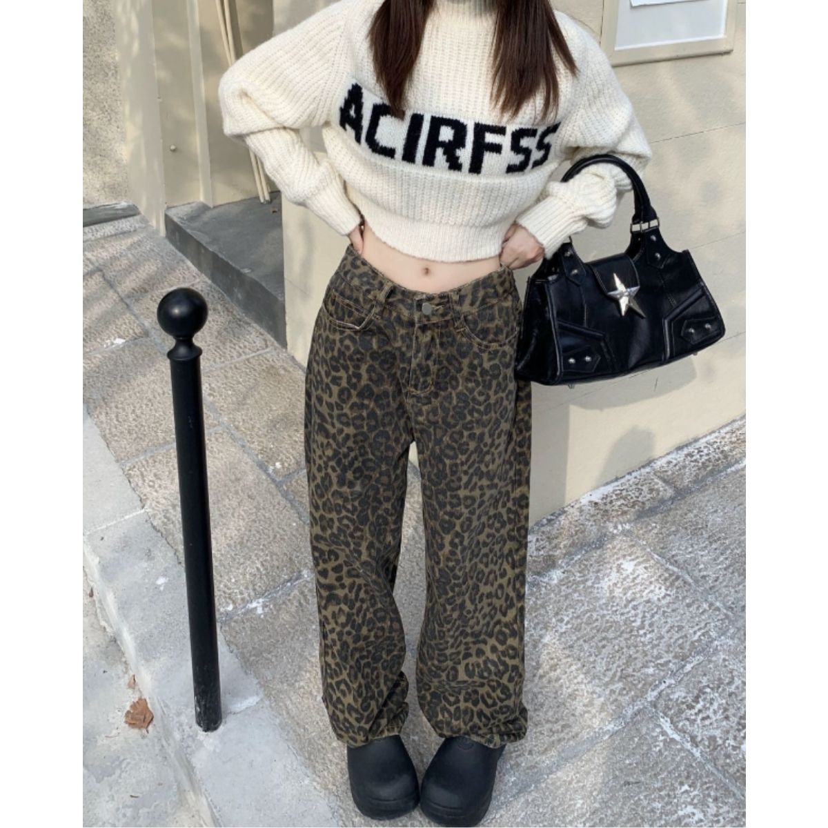 Belle Cie（ベルシー） ワイドパンツ レオパード 豹 ヒョウ 柄パン