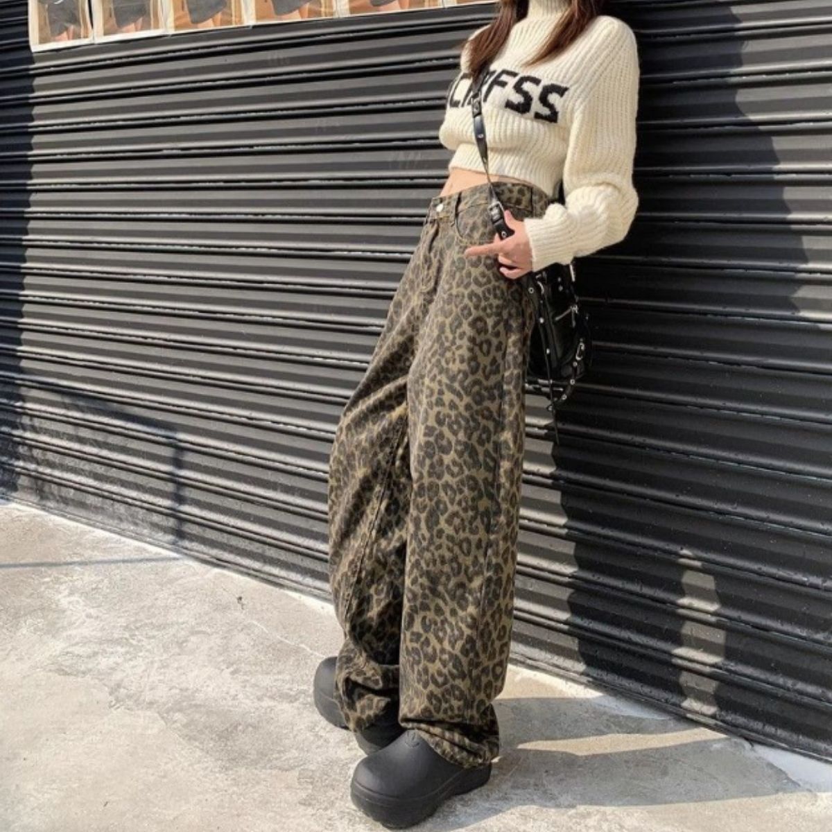 Belle Cie（ベルシー） ワイドパンツ レオパード 豹 ヒョウ 柄パン