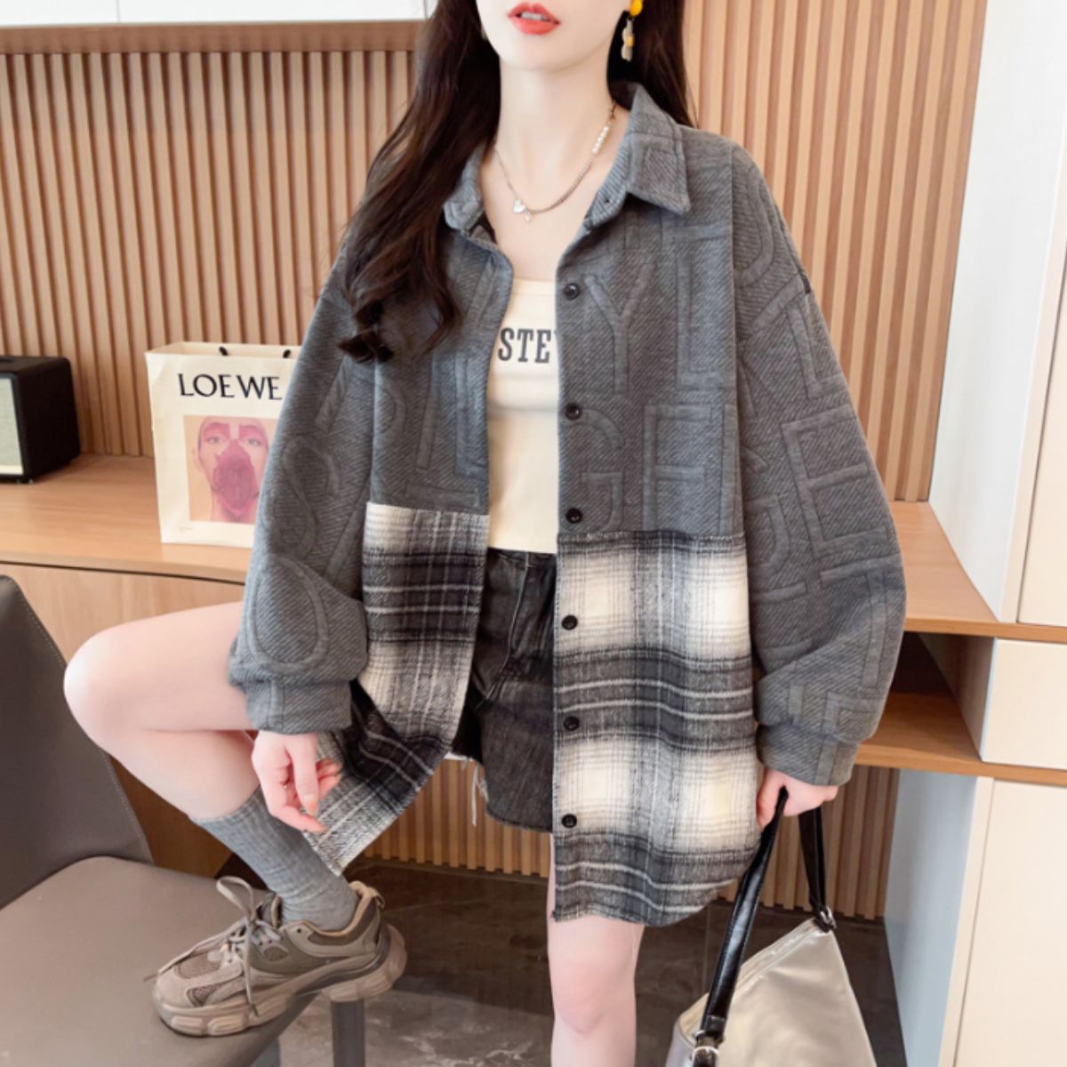 Belle Cie（ベルシー） シャツ 羽織り シャツアウター 長袖 個性的 