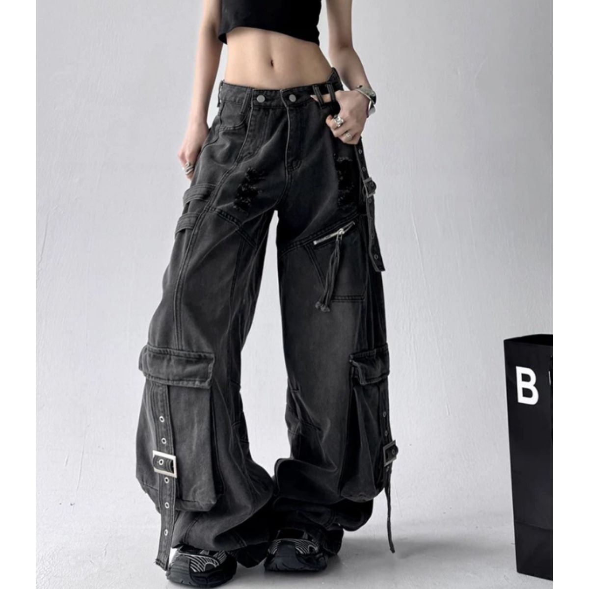 Belle Cie（ベルシー） デニムパンツ カーゴパンツ 個性的 ストリート