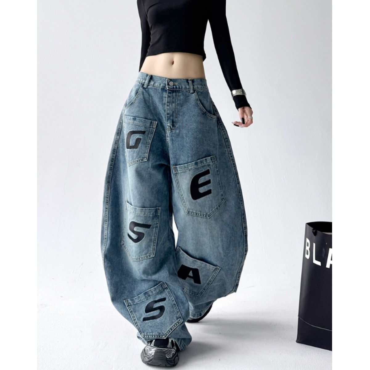 Belle Cie（ベルシー） デニムパンツ ワイドパンツ 個性的