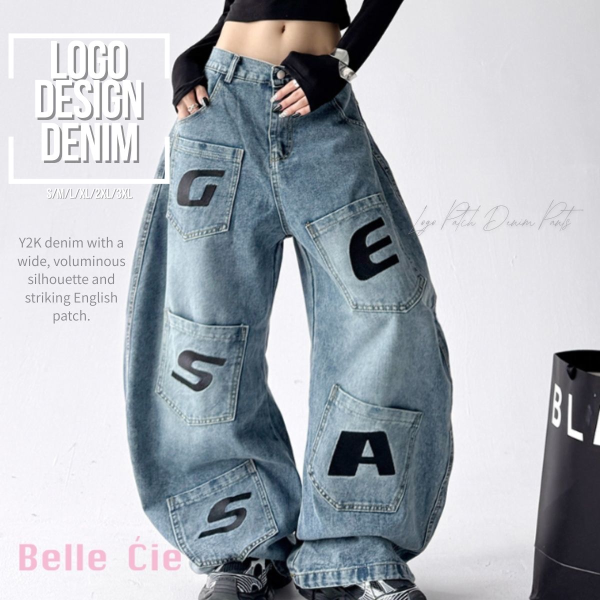 Belle Cie（ベルシー） デニムパンツ ワイドパンツ 個性的