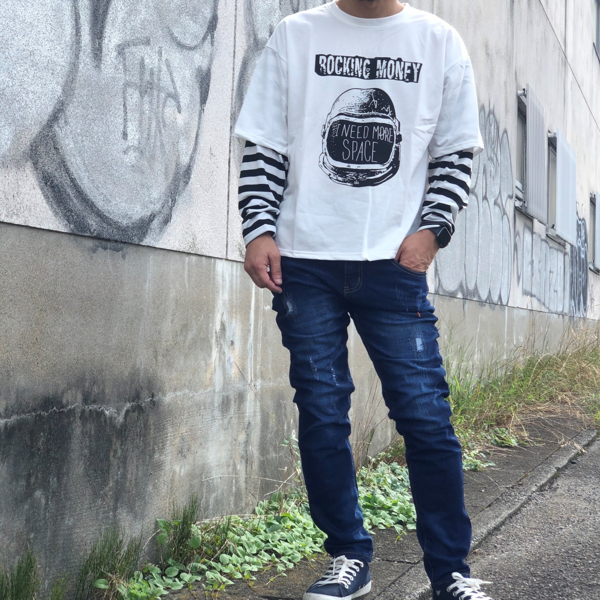 At Marvelous（アットマーベラス） ボーダーレイヤードTシャツ メンズ 