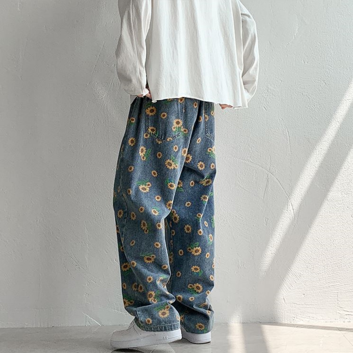 71％以上節約 Flower print denim pants 花柄ペイントデニムパンツ