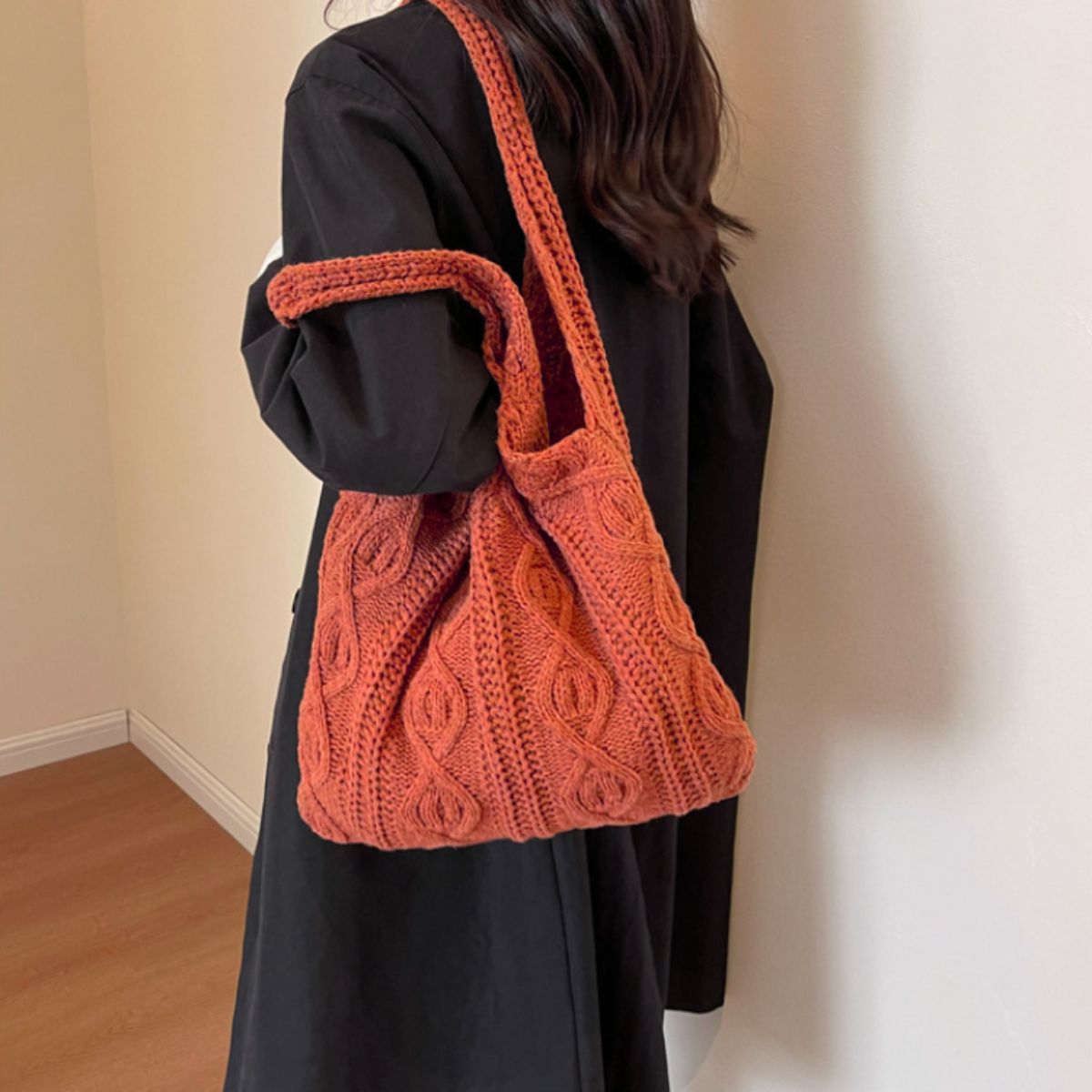 バッグ 手提げ トートバッグ ニット 秋冬小物 ケーブルニット 