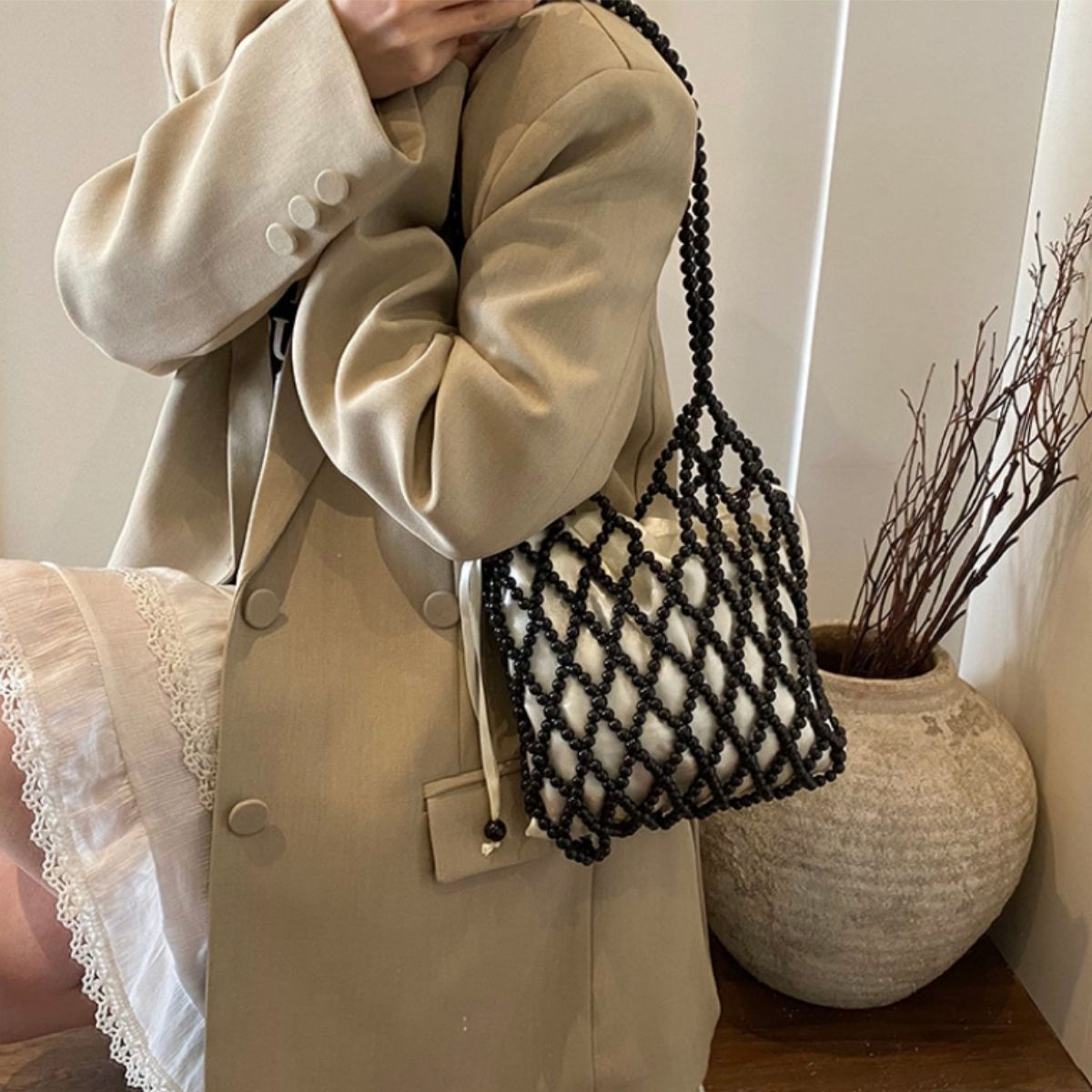 バッグ ショルダーバッグ ハンドバッグ パール ビーズ 小さめ 