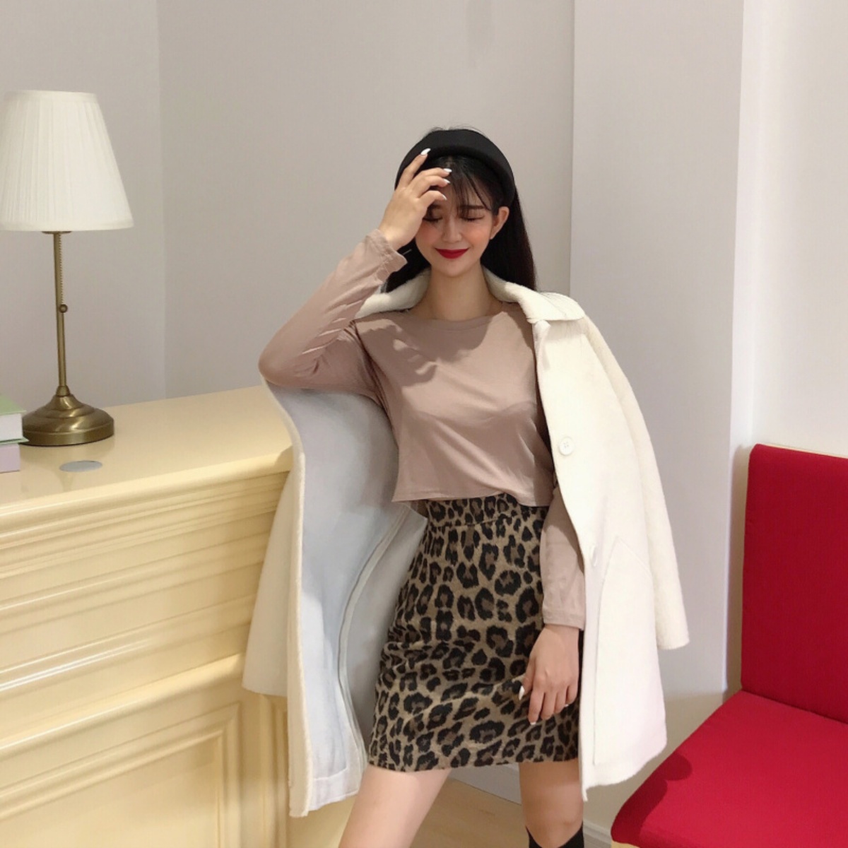 Belle Cie（ベルシー） レオパードミニスカート シールファー アニマル