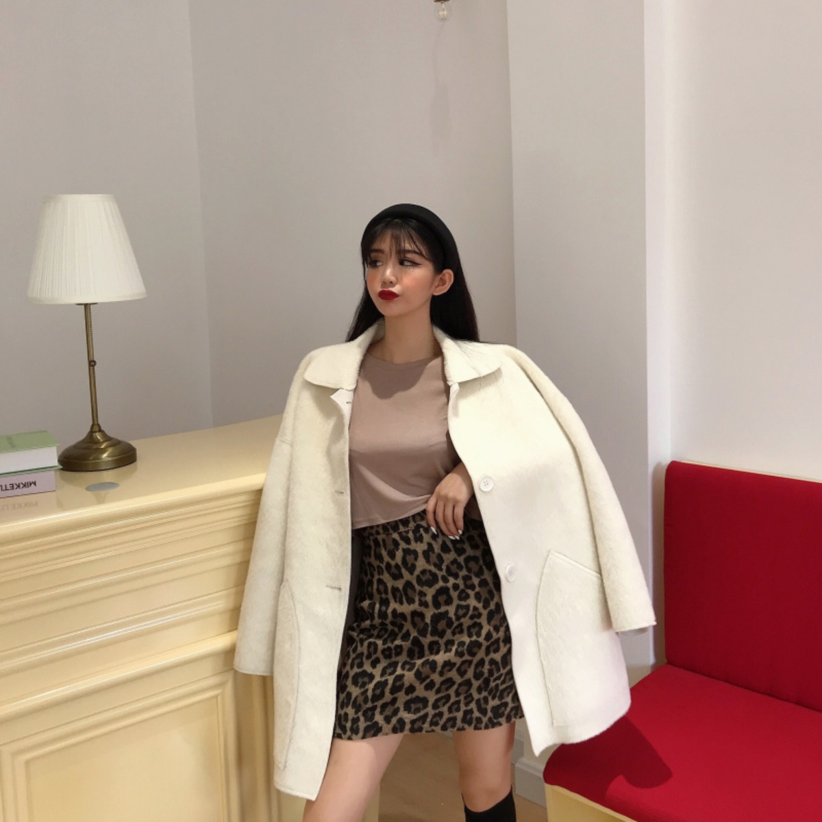 Belle Cie（ベルシー） レオパードミニスカート シールファー アニマル