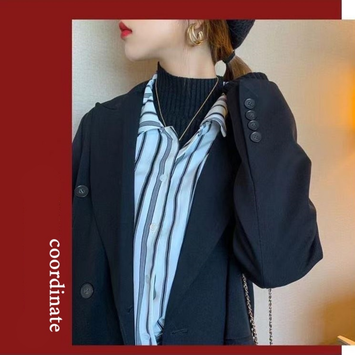ハイネック リブニット Tシャツ レディース ...の詳細画像5
