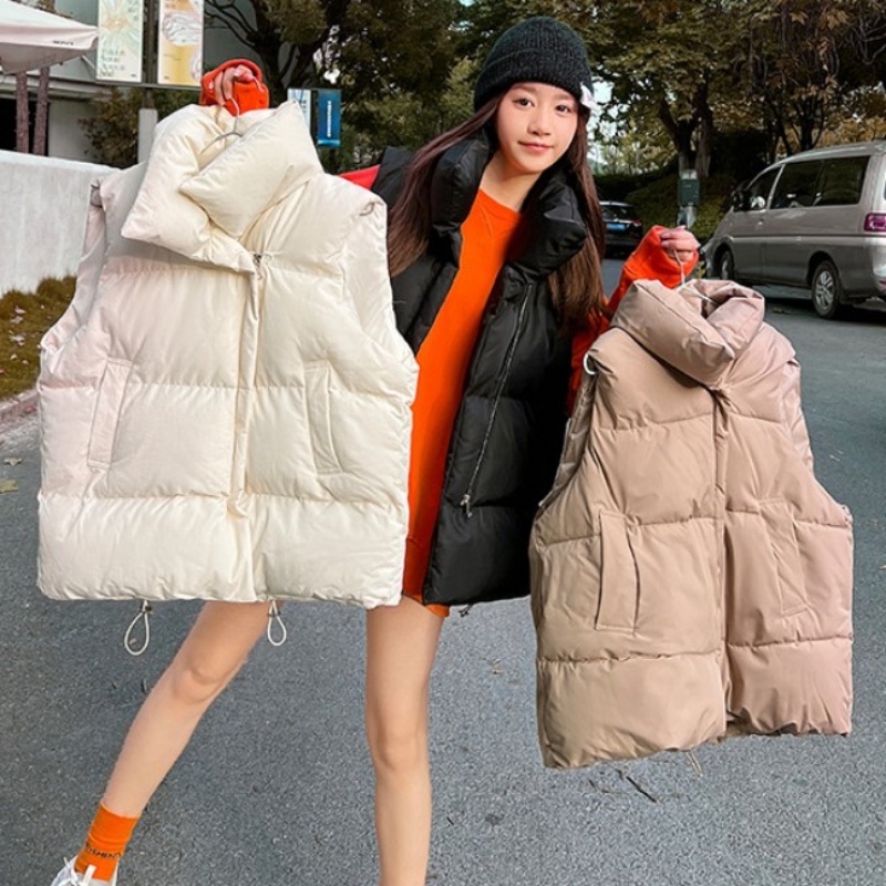 中綿ベスト 韓国ファッション アウター レディース ダウン ファイバー