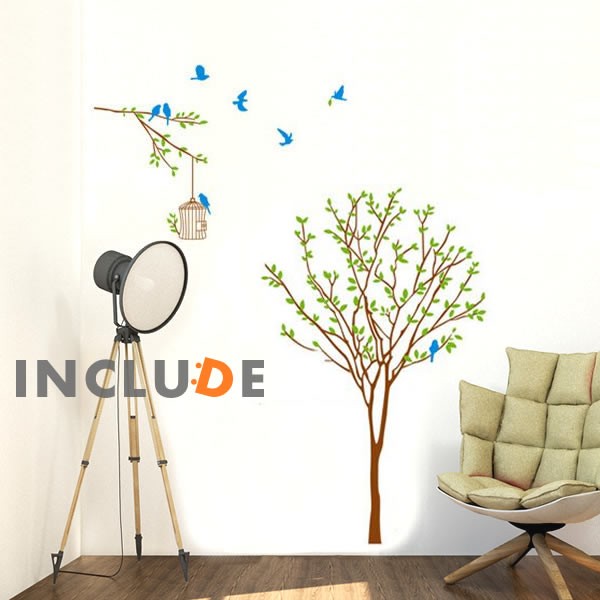 ウォールステッカー 木 ツリー 青い鳥 小鳥 鳥かご 鳥ケージ 春 夏 爽やか ブルーバード 暖か 可愛い おしゃれ ドレスアッ Atm1804 Includeysp 通販 Yahoo ショッピング