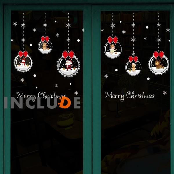 ウォールステッカー メリークリスマス スノードーム オーナメント