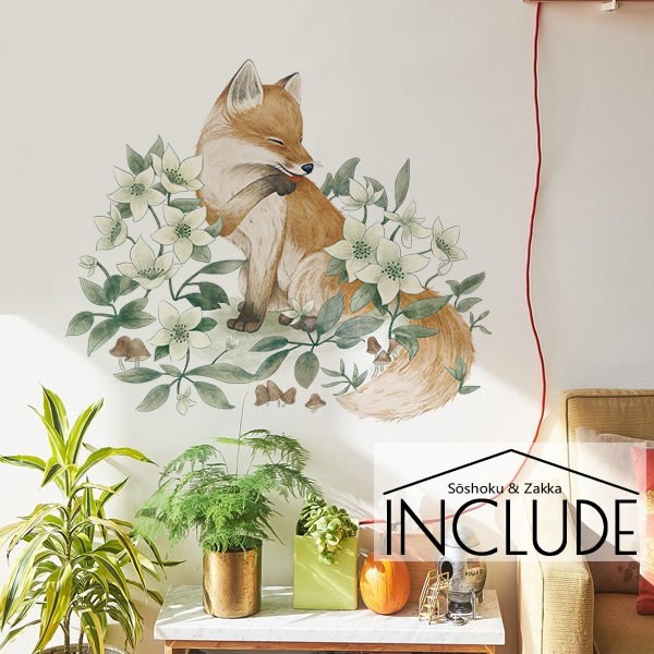 ウォールステッカー リーフ キツネ 子狐 ニリンソウ 二輪草 ヤマボウシ 山法師 ハナミズキ 花水木 バイカウツギ 木 ボタニカル キッズ Atm Includeysp 通販 Yahoo ショッピング