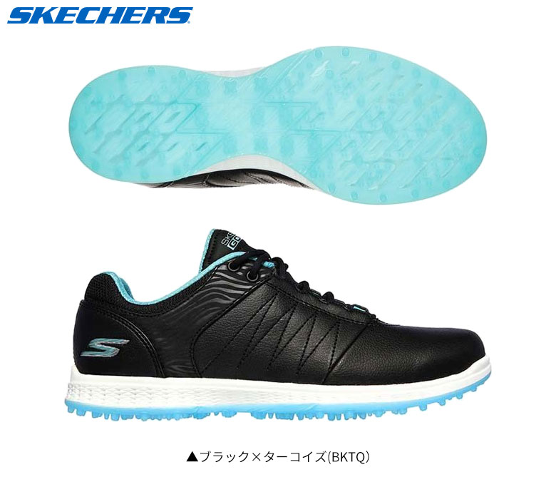 【レディース/送料無料】スケッチャーズ 123009 GO GOLF PIVOT スパイクレス ゴルフシューズ ブラック×ターコイズ(BKTQ) SKECHERS（スケッチャーズ） 「レディース/送料無料」スケッチャーズ