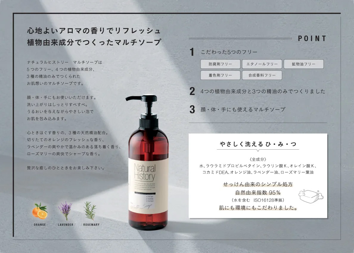 菊星 ナチュラルヒストリー マルチソープ 700ml ボディソープ 顔 体 手