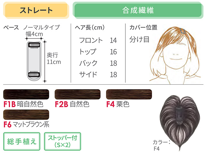 アデランス フォンテーヌ トップピース BP863 ストレート 部分ウィッグ アデランス フォンテーヌ トップピース BP863 ストレート 部分ウィッグ