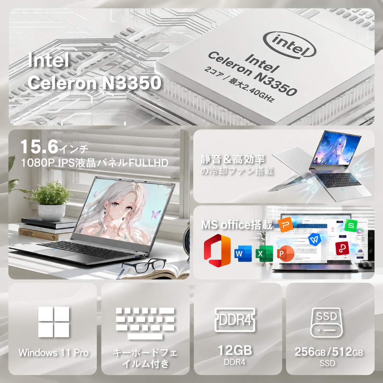 VETESA 新品ノートパソコン 15.6インチ Windows11 Office搭載 FHD