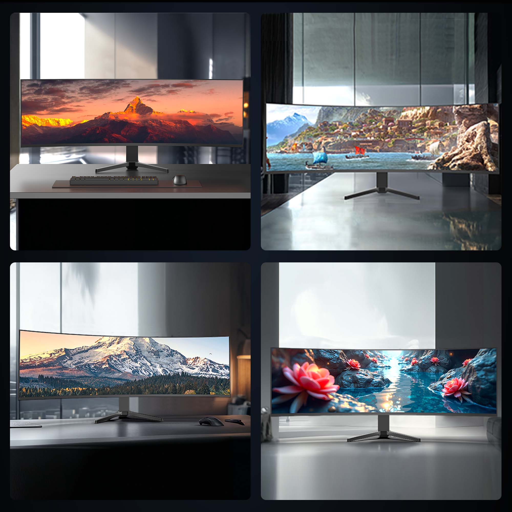 新モデル 新品 49インチPCモニター 超曲面 1500R 4K 144Hz フリーシンク搭載 ワイドスクリーン ゲーミングモニター 4K液晶 ディスプレイ 大型 大画面モニターIPS | VETESA | 12