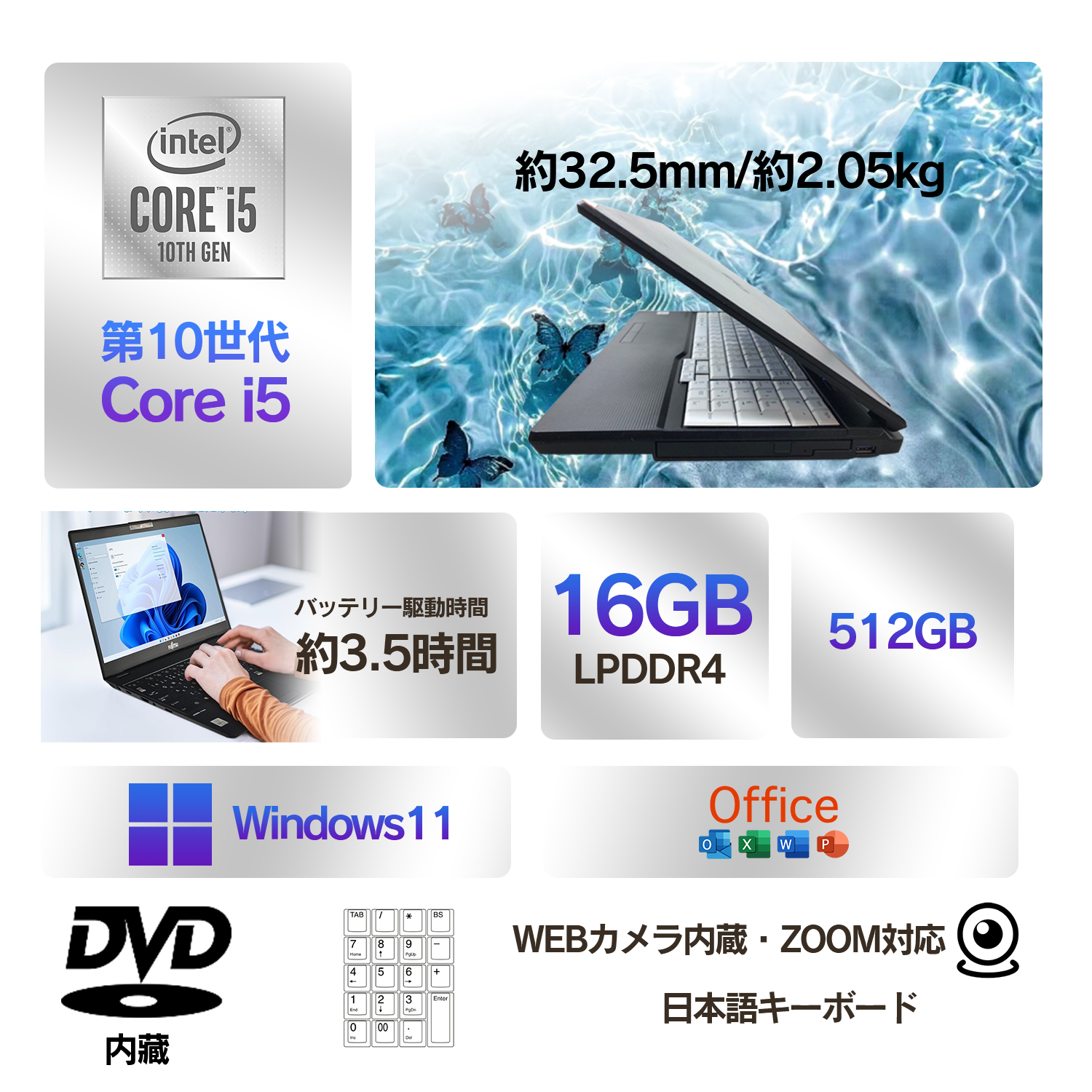 富士通（FUJITSU） 新入荷!!ノートパソコン 中古 Windows11 Office付き