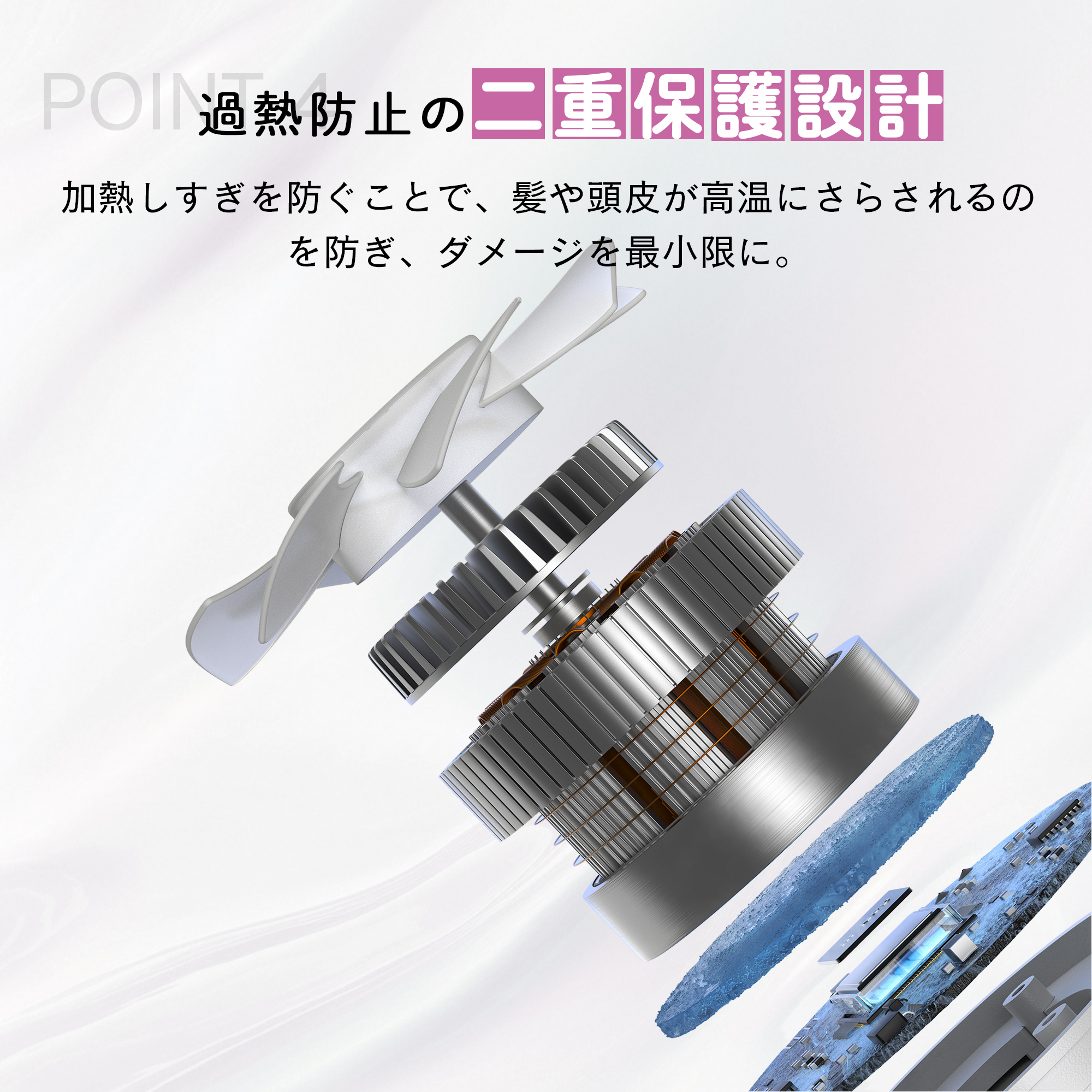 ドライヤー 360°回転 ノズル 大風量 速乾 マイナスイオン 静電気