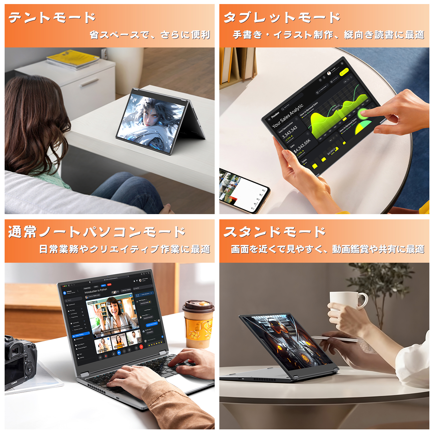 VETESA 2025新モデル 新品ノートパソコン 2.2K タブレット式 2in1