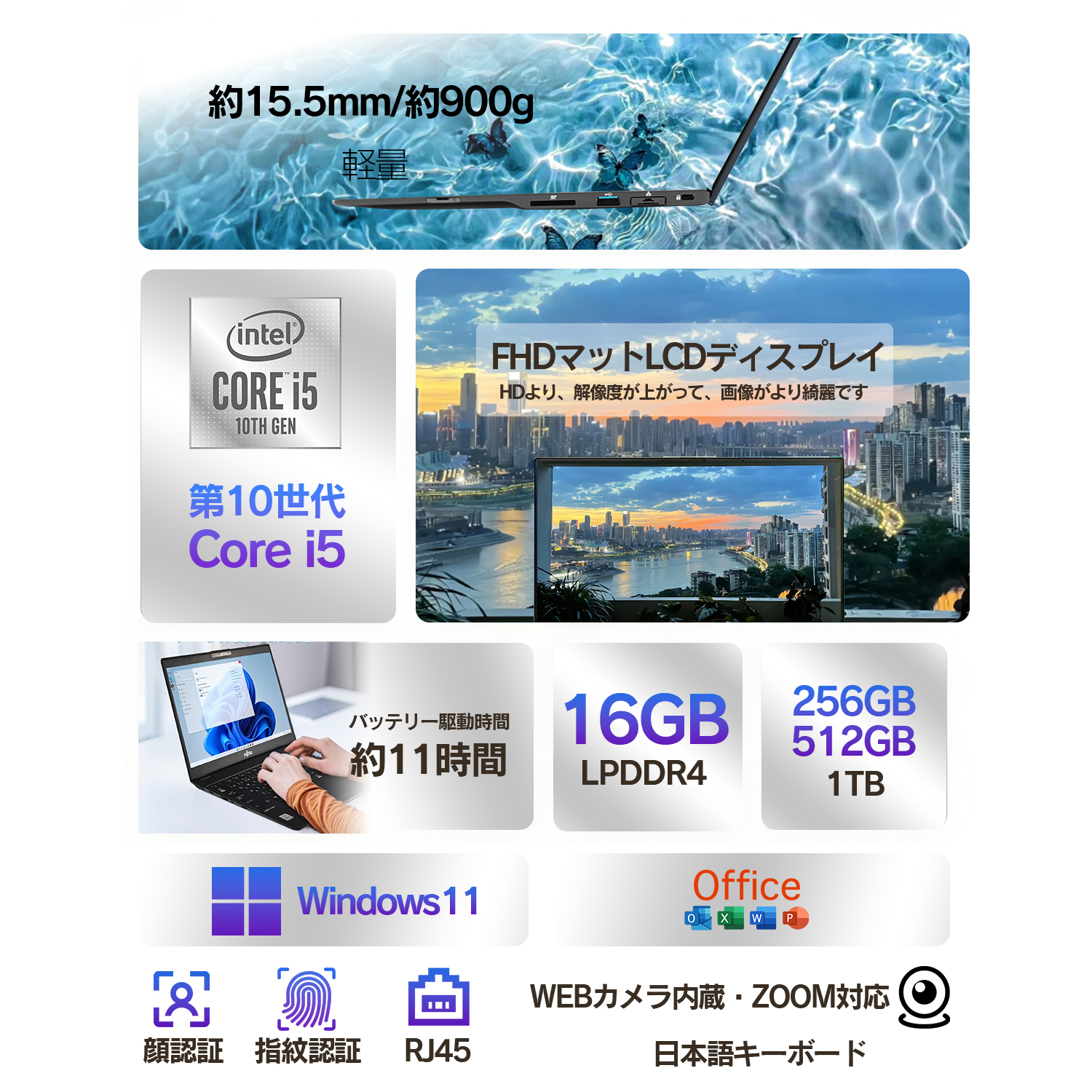美品 第10世代core i5 13.3インチ 新品SSD512GB 16GB 富士通 富士通U9310 最大intel core 第11世代Core i5 メモリ16GB