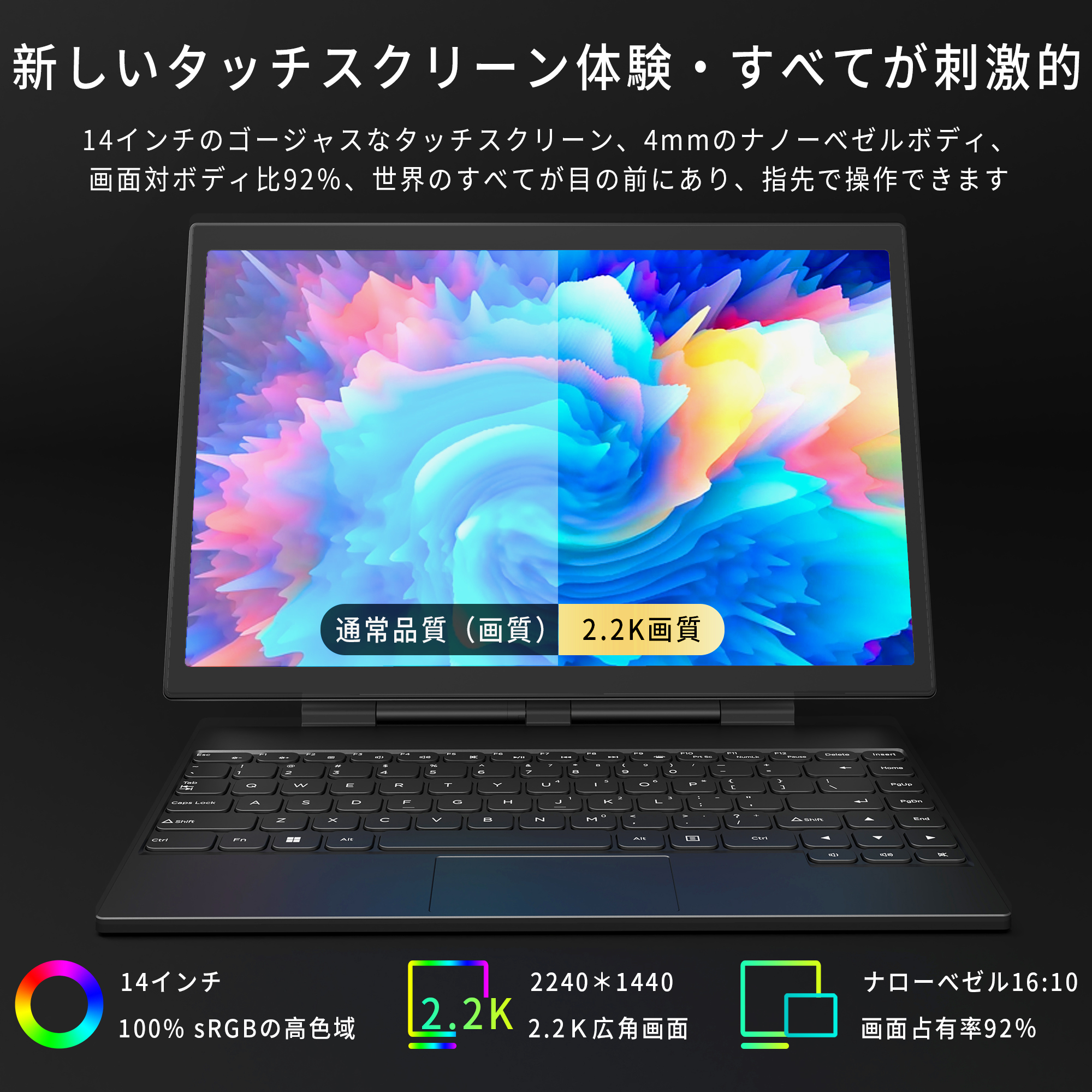 ノートパソコン 2in1 タッチパネル 14インチ/Windows 11/Office搭載/第12世代Celeron 2.2K 前後カメラ  WiFi/Bluetooth メモリ16GB 512GB SSD : hl140p16512 : ATR良品専門店 - 通販 -  Yahoo!ショッピング