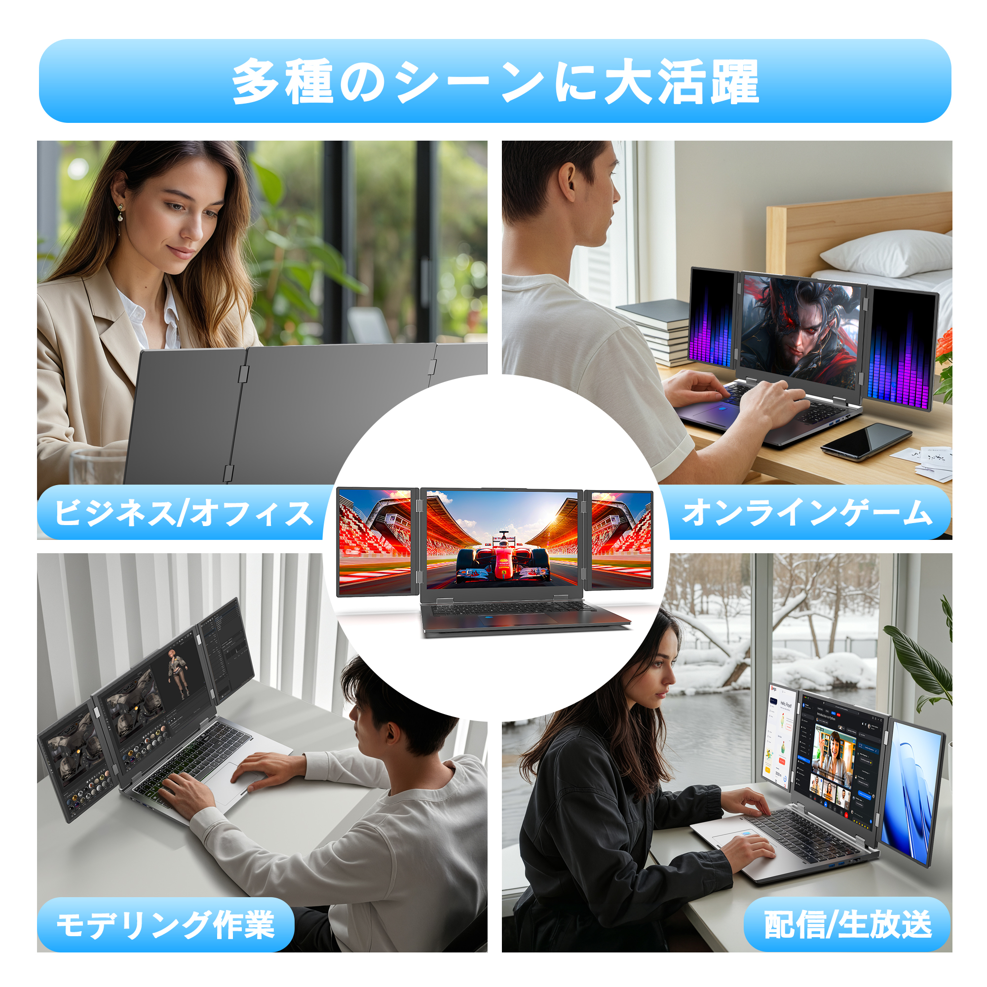 ノートパソコン パソコン 3画面 モニター 1920x1200 FHD 16インチ Windows11 メモリ32GB SSD1TB IPS core i7 ゲーム 作業 内蔵カメラ ステレオスピーカー max16 | VETESA | 06